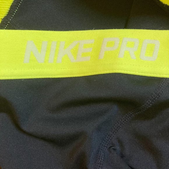 Nike Pro Compression Shorts Women's Size Large L Black Volt Yellow - Picture 8 of 9